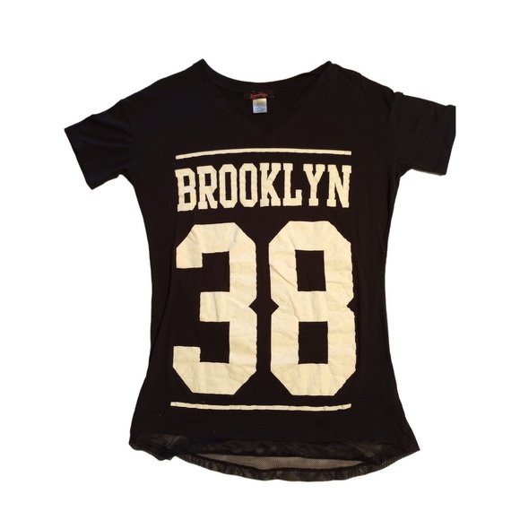 LORENA ROSE "Brooklyn" Black/White Cotton Blend T-Shirt Jersey Size MEDIUM - Picture 1 of 2